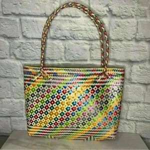 plastic woven mexican tote made of recycled plastic